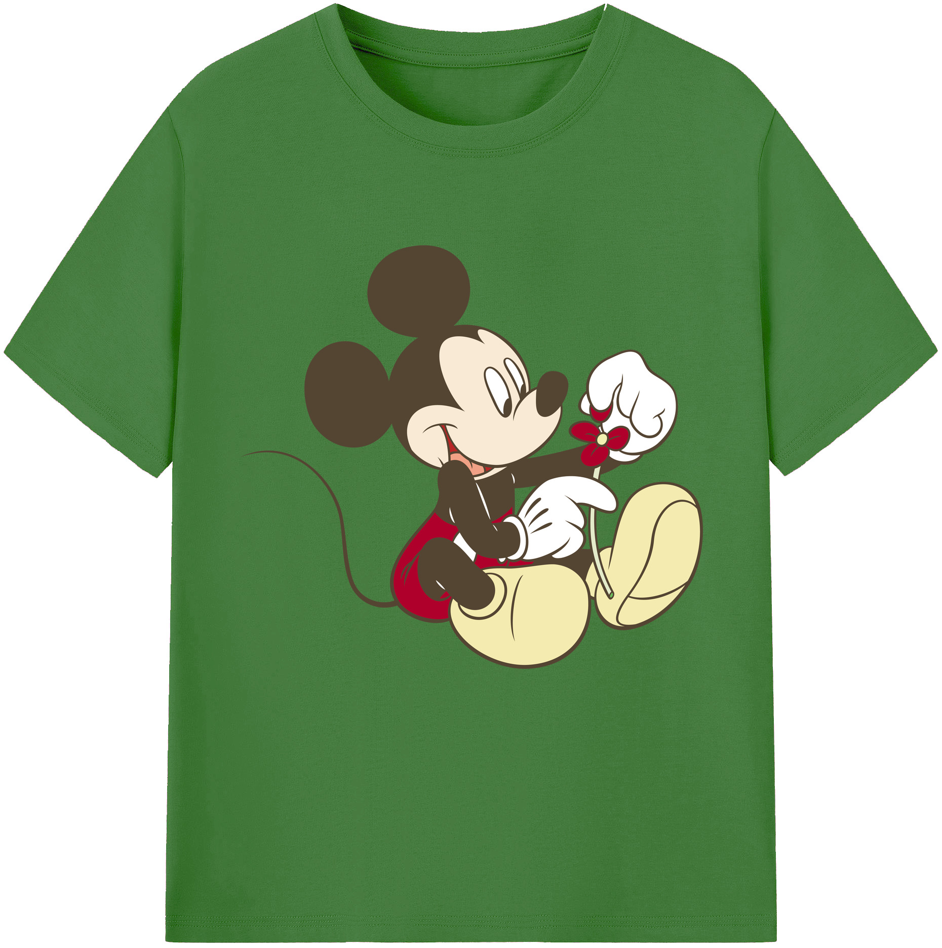 （画像用） ミッキーマウス Mickey Mouse レディースカジュアルプリントTシャツ（綿100％）